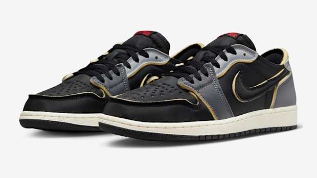 Black Jordan 1 Low shoes.